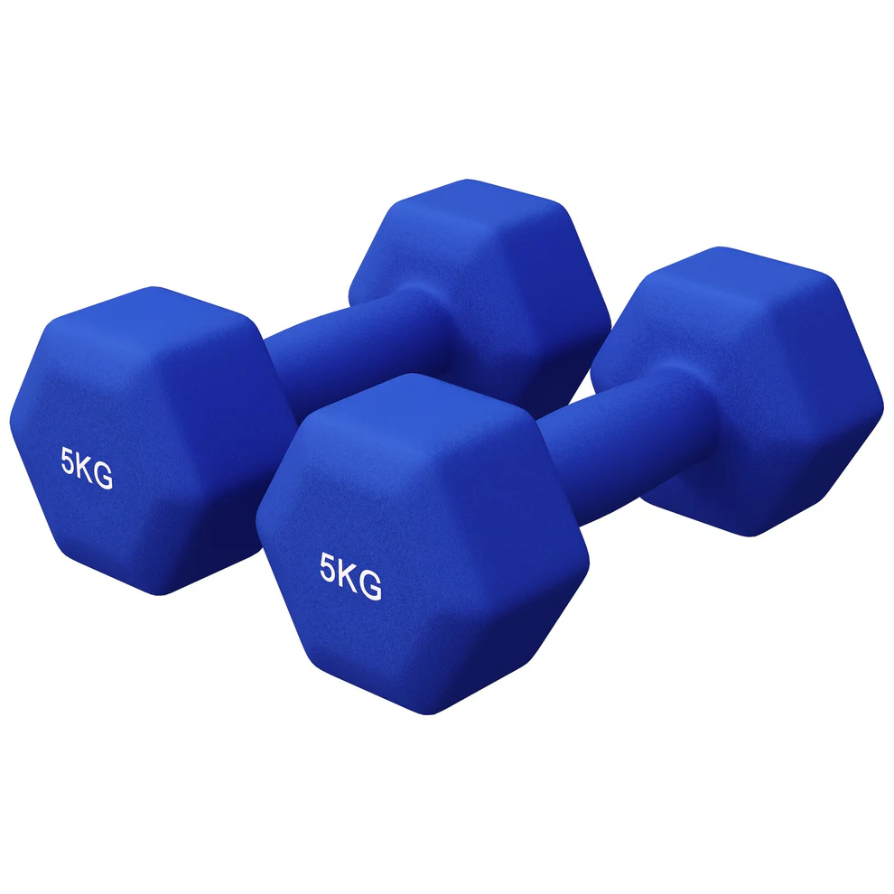 Neopreenhantlid 5 kg, 2 tk, tumesinine