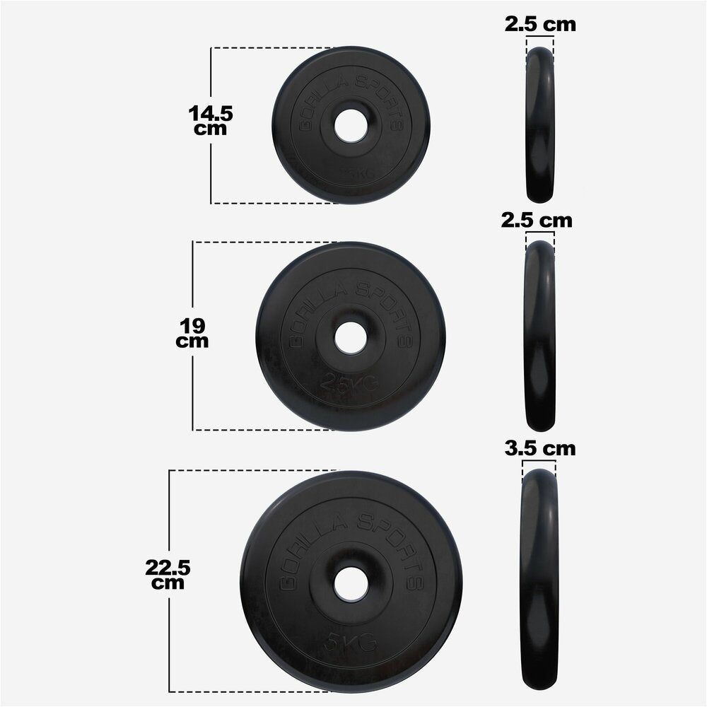 Kummikettad 30 mm, 2 x 1,25 kg + 2 x 2,5 kg + 4 x 5 kg