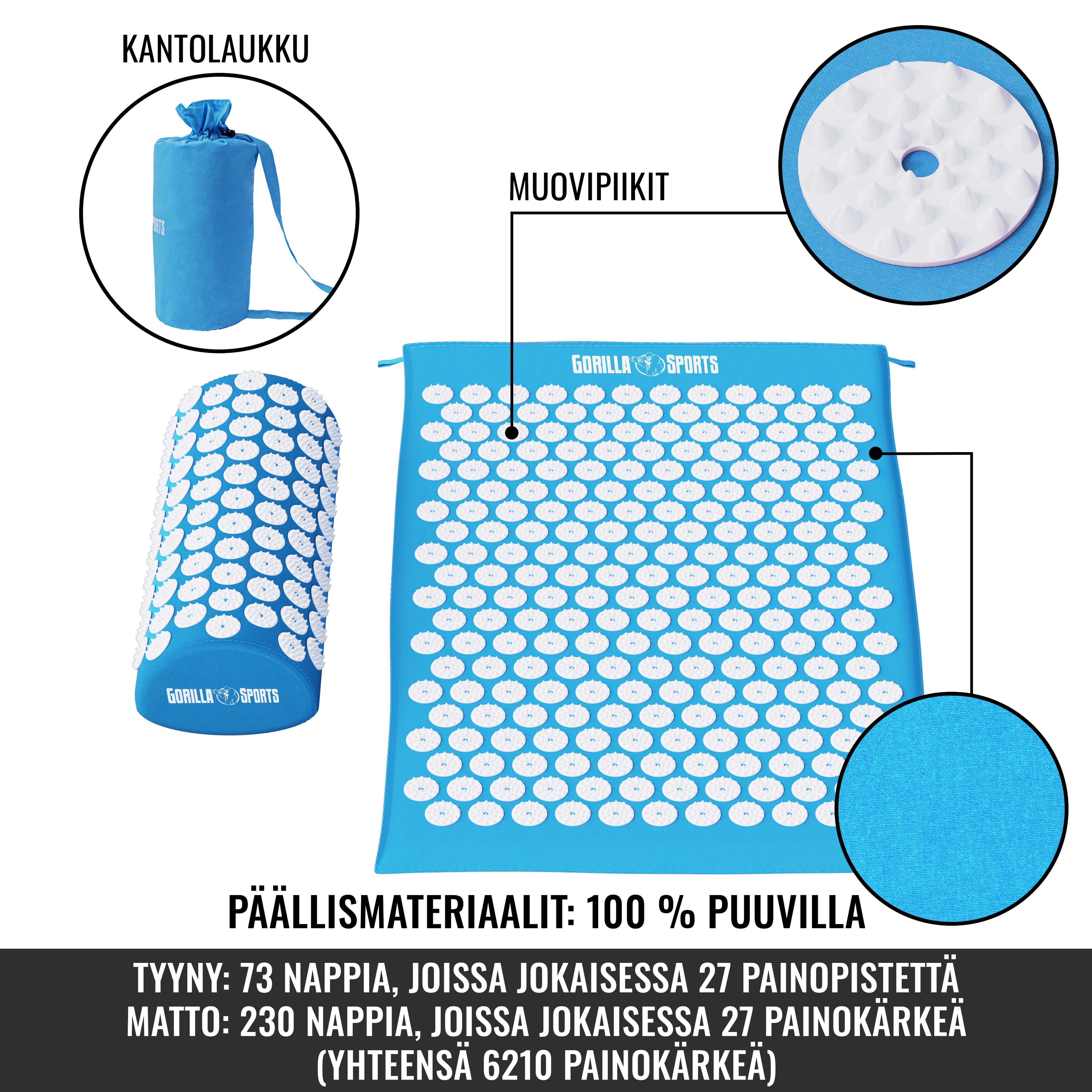 Akupressuurimatt ja padi kandekotiga