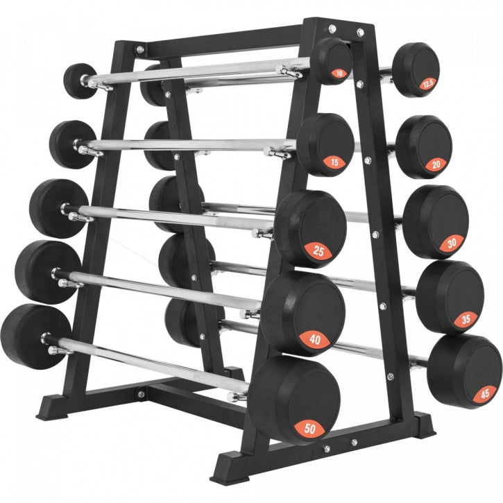 Raskuskangide komplekt alusega, 10 kangi 10–50 kg