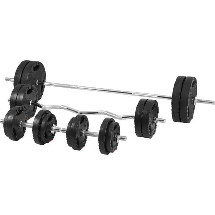 Reguleeritav jõutõstepink + 100 kg Tri Grip komplekt, must