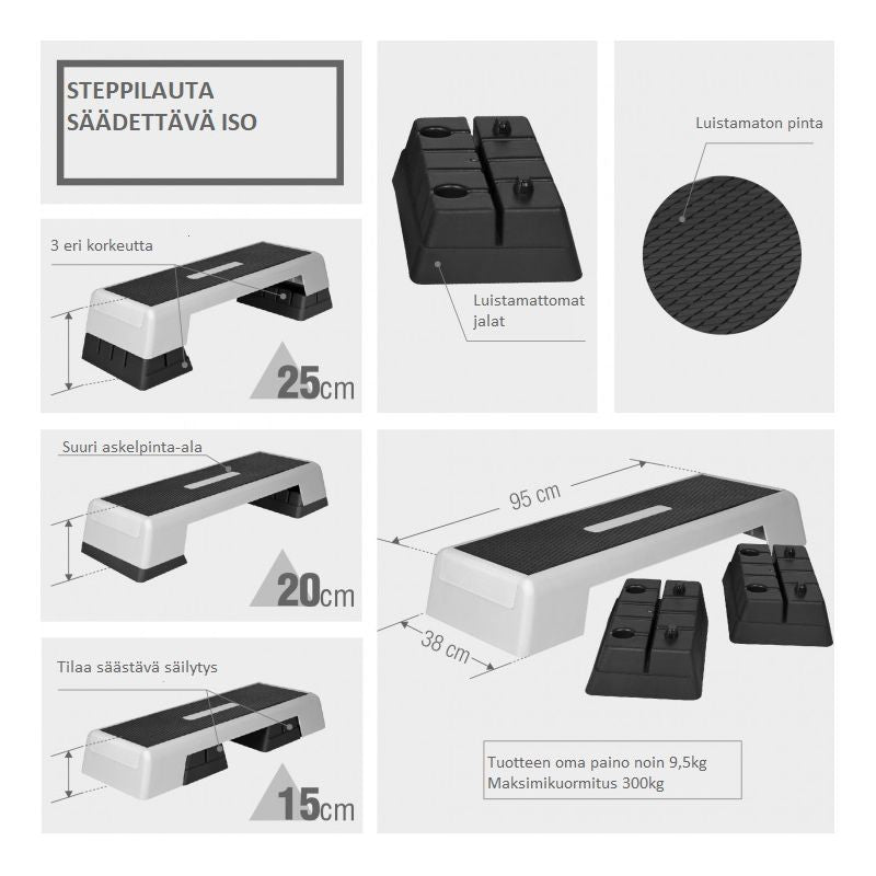 Reguleeritava kõrgusega stepilaud XL
