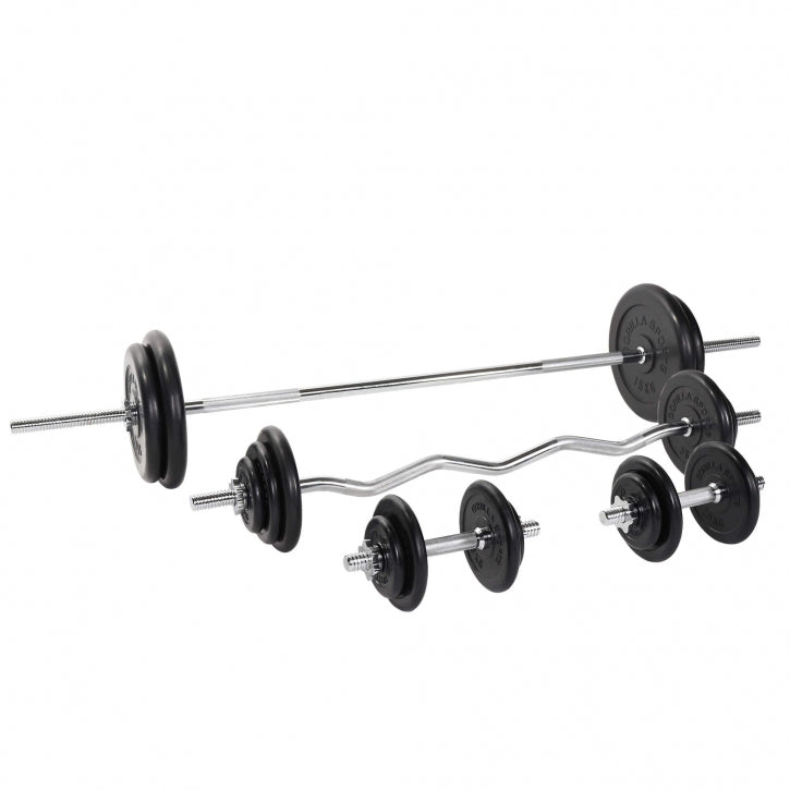 Kummist kangikomplekt 108 kg sirge ja EZ-kangiga
