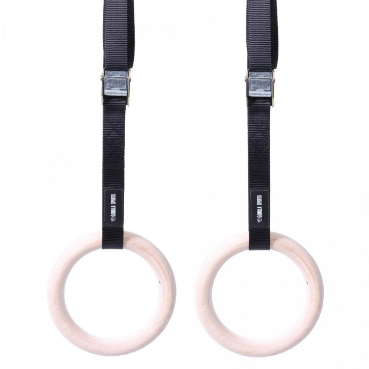 Puidust võimlemisrõngad 23 cm rihmadega