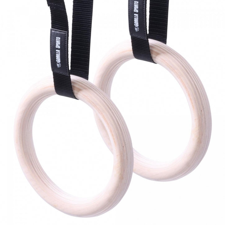 Puidust võimlemisrõngad 23 cm rihmadega