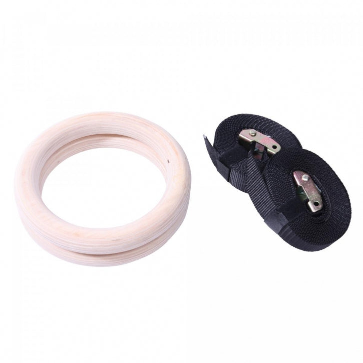 Puidust võimlemisrõngad 23 cm rihmadega