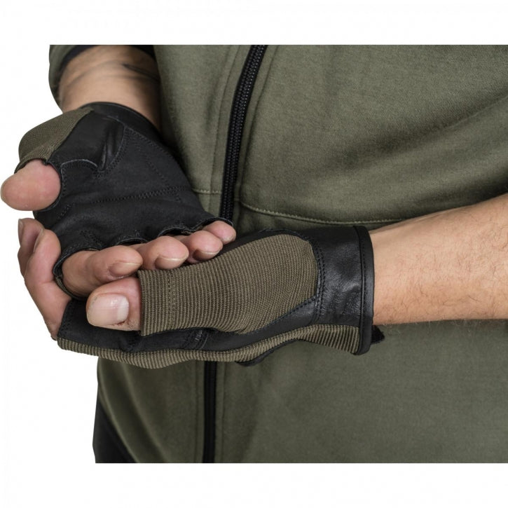 Treeningkindad S–XL, kangas/nahk, khaki