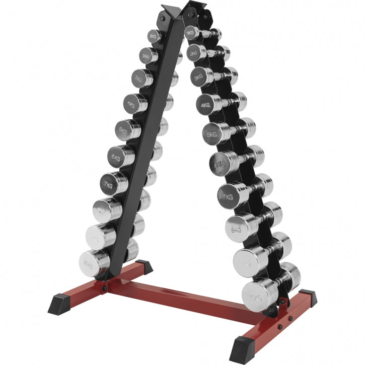 Kroomitud hantlikomplekt 110 kg hoidikuga