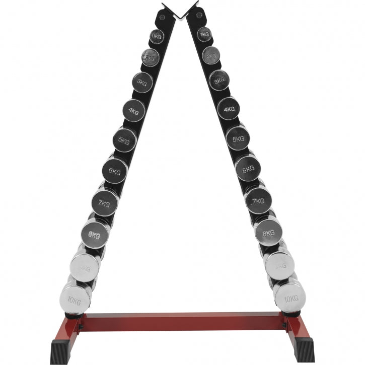 Kroomitud hantlikomplekt 110 kg hoidikuga