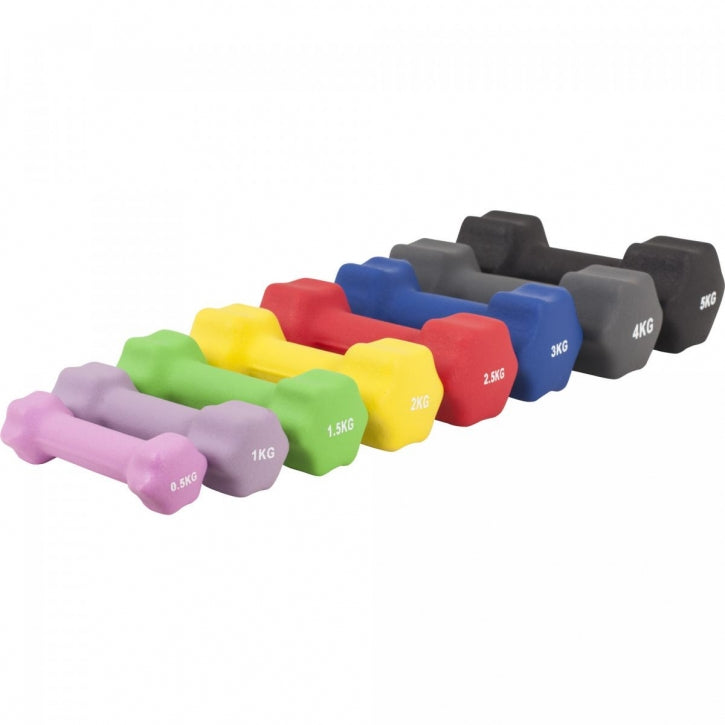 Aeroobika Hexagon-hantlite komplekt 1–10 kg neopreenkattega