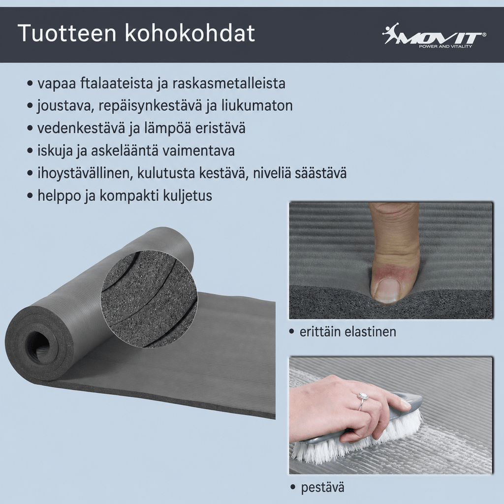 Joogamatt 10–15 mm – paks NBR-treeningmatt