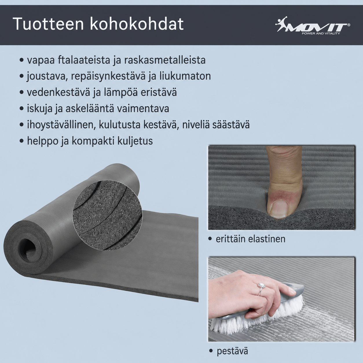 Joogamatt 10–15 mm – paks NBR-treeningmatt