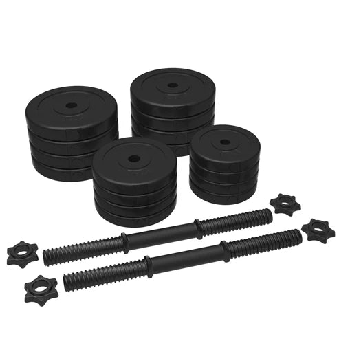 Reguleeritav hantlikomplekt 30 kg, plastkattega raskuskettad 25 mm