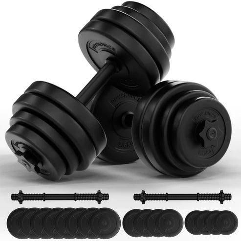 Reguleeritav hantlikomplekt 30 kg, plastkattega raskuskettad 25 mm