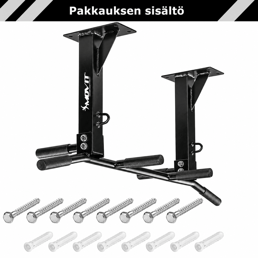 Lakke kinnitatav lõuatõmbekang 350 kg, mitme haardega mudel – must/valge