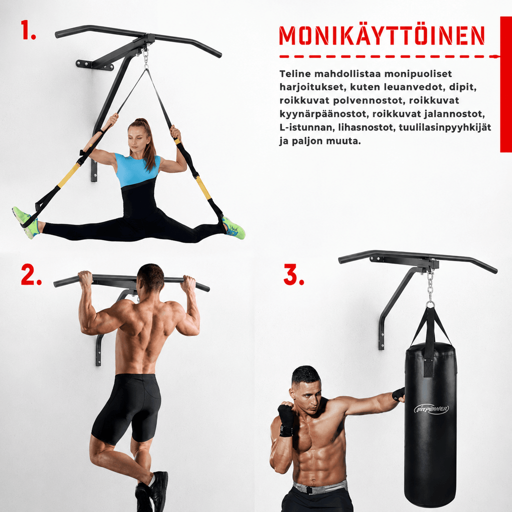 Lõuatõmbekang ja poksikoti seinakinnitus 2-in-1