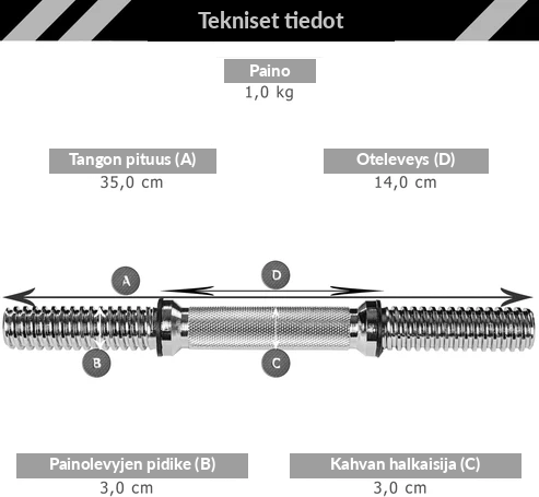 Hantlivars 35 cm keermelukkudega, 30 mm