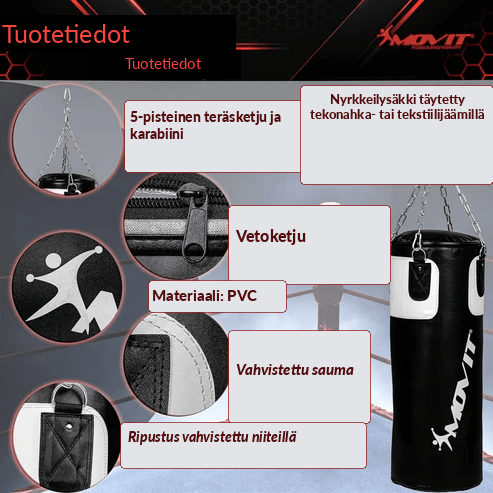 Poksikomplekt 25 kg – poksikott, 12 oz kindad ja käesidemed