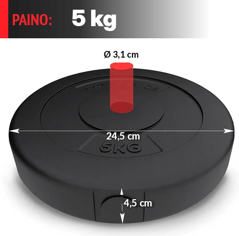 Vinüülkattega raskuskettad 30 mm, 5–30 kg