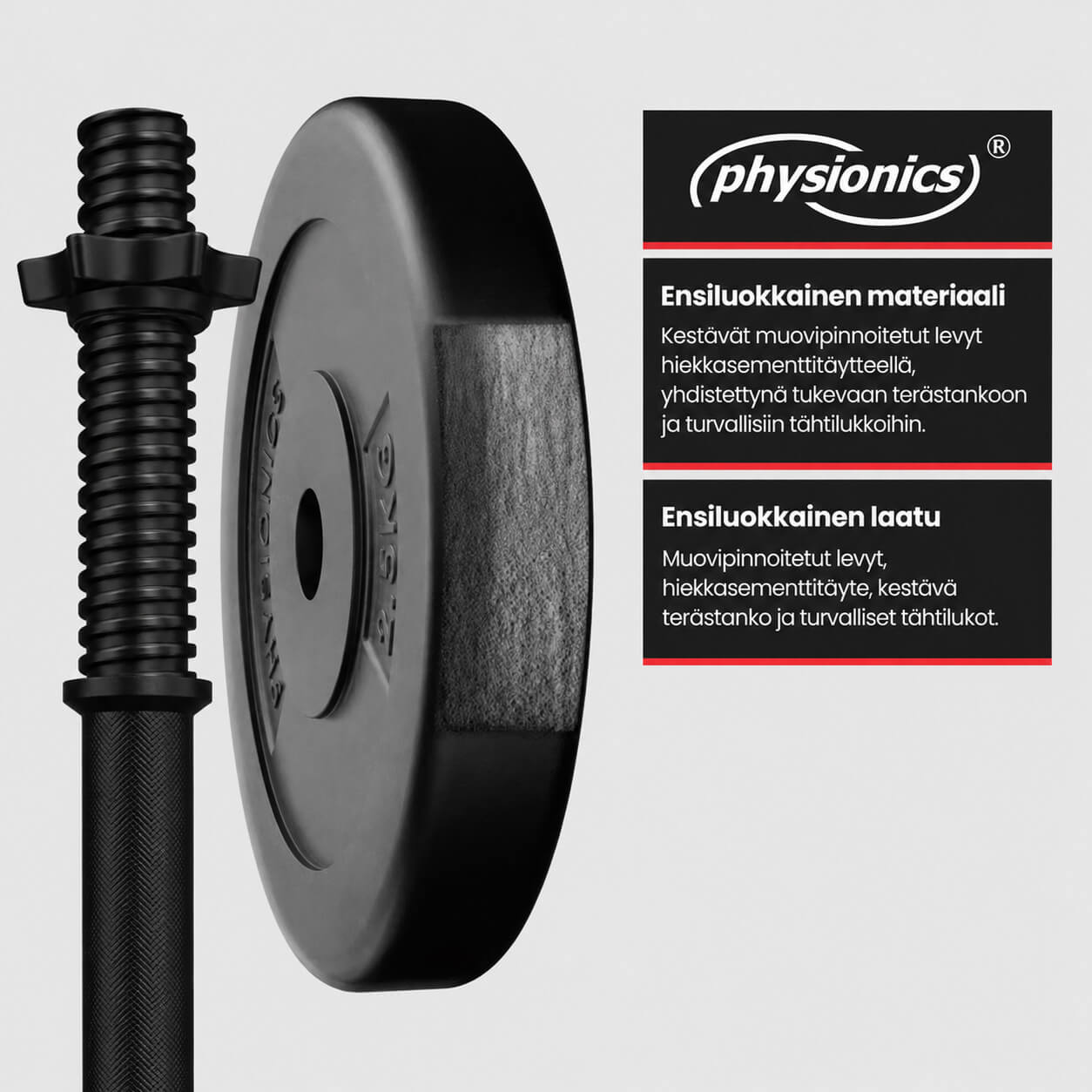 Reguleeritav hantlikomplekt 30 kg, plastkattega raskuskettad 25 mm