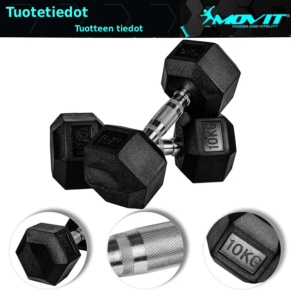 Hexagon-hantlipaar 4–60 kg kummkattega